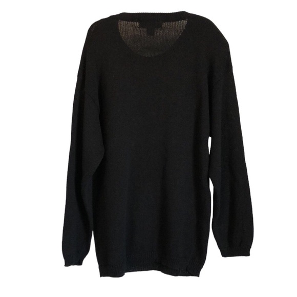 VTG Victoria Harbour Sweater Sz L Black Ramie Bejeweled Beads Crew Neck Goth - Picture 9 of 9